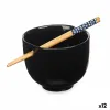Bowl Kinvara Black Bamboo Porcelain 24 x 10,7 x 13,3 cm Toothpicks asiatico/oriental (12 Units)