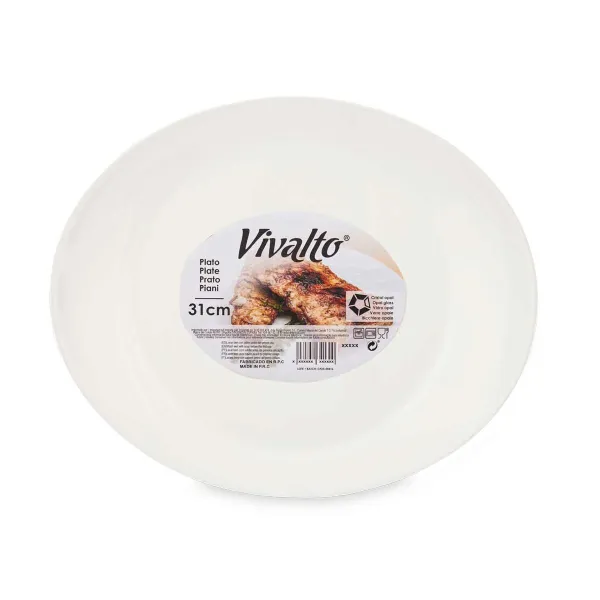 Flat Plate Vivalto White Opaline glass 30,5 x 3 x 26 cm (18 Units)