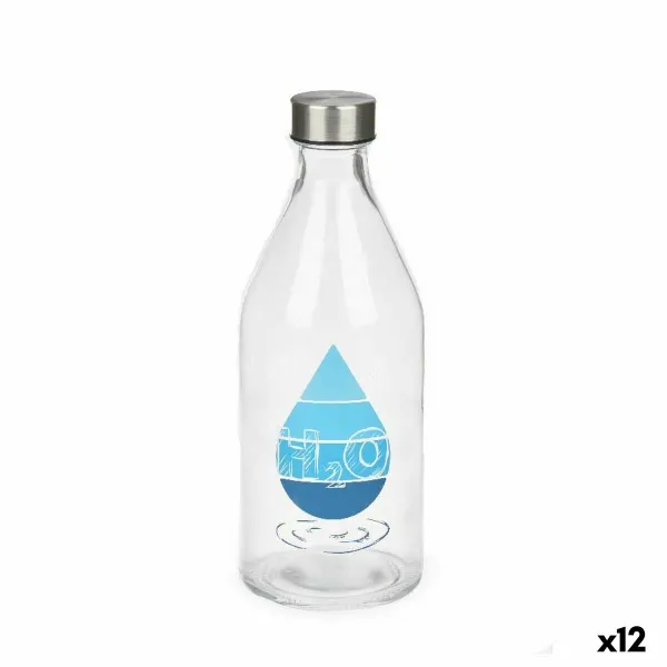 бутылка Vivalto H2O Прозрачный Серебряный Cтекло Сталь 1 L (12 штук)