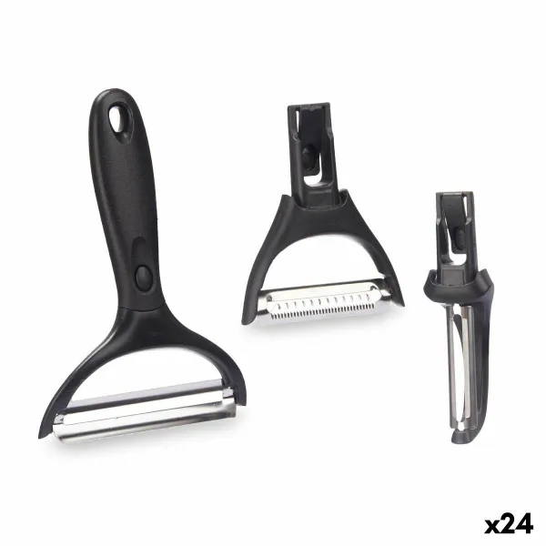 Set of Peelers Kinvara Metal Stainless steel polypropylene ABS 14,5 x 22 x 2,5 cm Interchangeable heads 3 Pieces (24 Units)