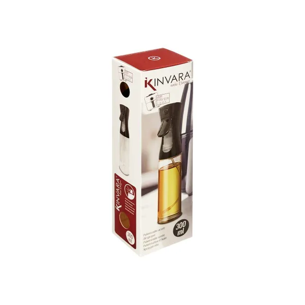 Oil or Vinegar Spray Bottle Kinvara Black Transparent Polyethylene polypropylene polystyrene PET 300 ml 8 x 24 x 6 cm (12 Units)