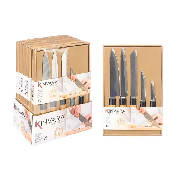 Набор ножей Kinvara Коричневый Металл Бамбук (12 штук)