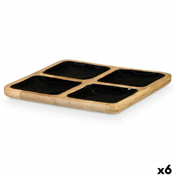 Поднос с отделением Gift Decor Чёрный 31 x 3 x 31 cm (6 штук)