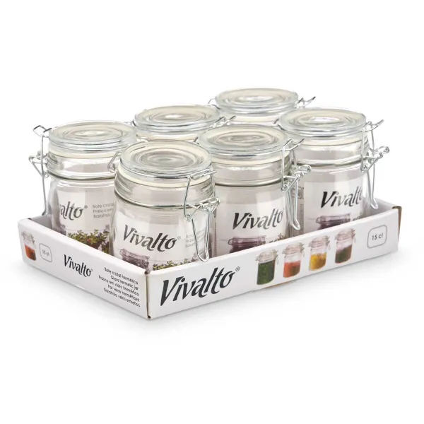 Стеклянная банка Vivalto Прозрачный 150 ml (6 штук)