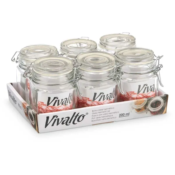Стеклянная банка Vivalto Прозрачный 200 ml (6 штук)