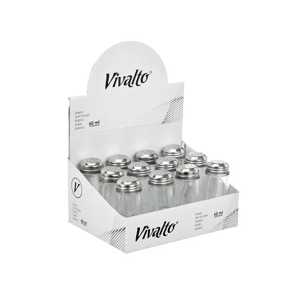 Suola-astia Vivalto Läpinäkyvä Metalli Lasi 5,5 x 10,5 x 5,5 cm (12 osaa)