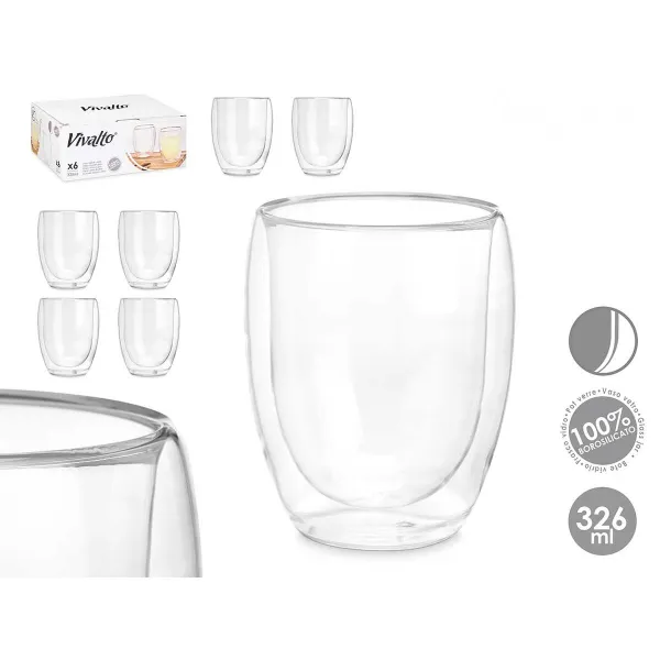 Stiklas vandeniui Vivalto Skaidrus Borosilikatinis stiklas 326 ml (6 vnt.)