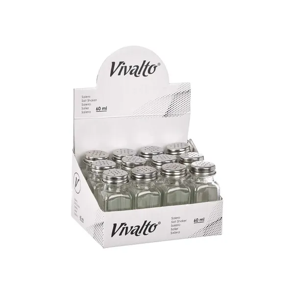 Suola-astia Vivalto Läpinäkyvä Metalli Lasi 4 x 9 x 4 cm (12 osaa)