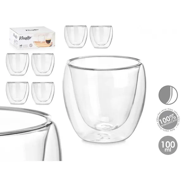 Стакан воды Vivalto Прозрачный Боросиликатное стекло 100 ml (6 штук)