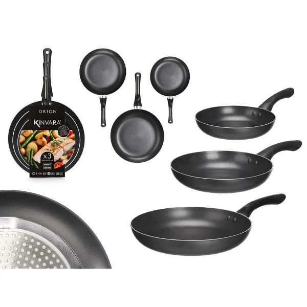 Set of pans Kinvara Black Aluminium Bakelite 20 x 4 cm 28 x 5 cm 24 x 4,5 cm 28,5 x 46 x 14,5 cm (6 Units)