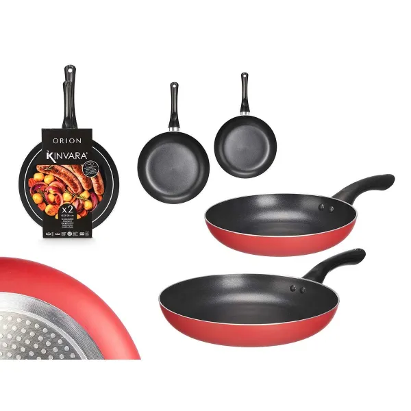 Set of pans Kinvara Black Red Aluminium Bakelite 22,5 X 4,3 cm 26 x 4,7 cm 26,5 x 44 x 8,5 cm (6 Units)