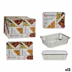 Pārtikas paplātes komplekts Kinvara Sudrabains Alumīnijs 25,5 x 6,8 x 19 cm 12 gb.