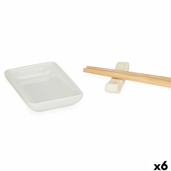 Suši rinkinys Kinvara Balta Bambukas Porcelianas 27,5 x 2,5 x 20,5 cm 19,5 x 2,5 x 26,5 cm (12 Dalys) (6 vnt.)