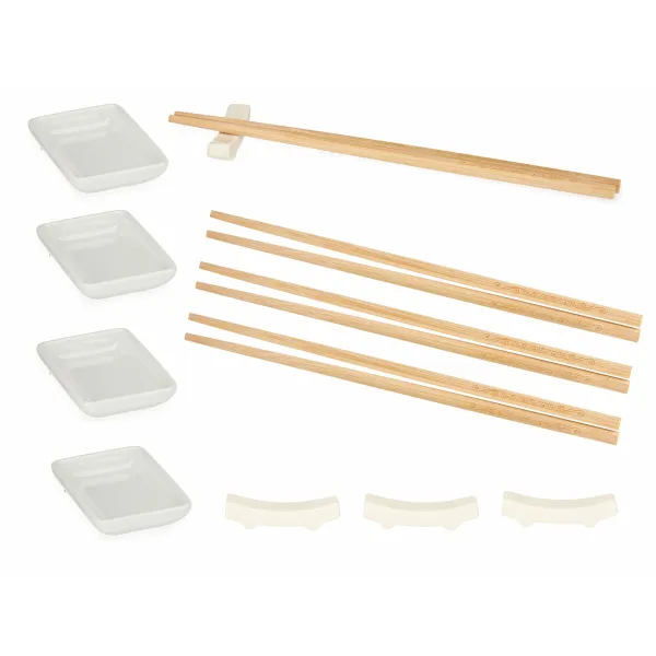 Suši Komplekts Kinvara Balts Bambuss Porcelāns 27,5 x 2,5 x 20,5 cm 19,5 x 2,5 x 26,5 cm (12 Daudzums) (6 gb.)