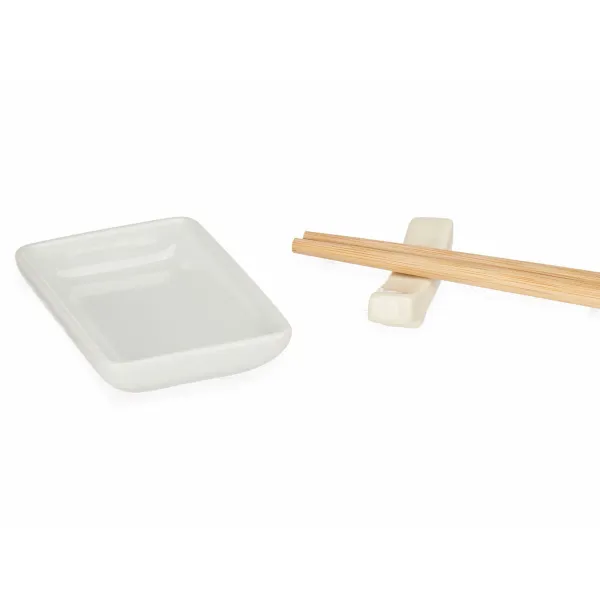 Sushi Set Kinvara White Bamboo Porcelain 27,5 x 2,5 x 20,5 cm 19,5 x 2,5 x 26,5 cm (12 Pieces) (6 Units)