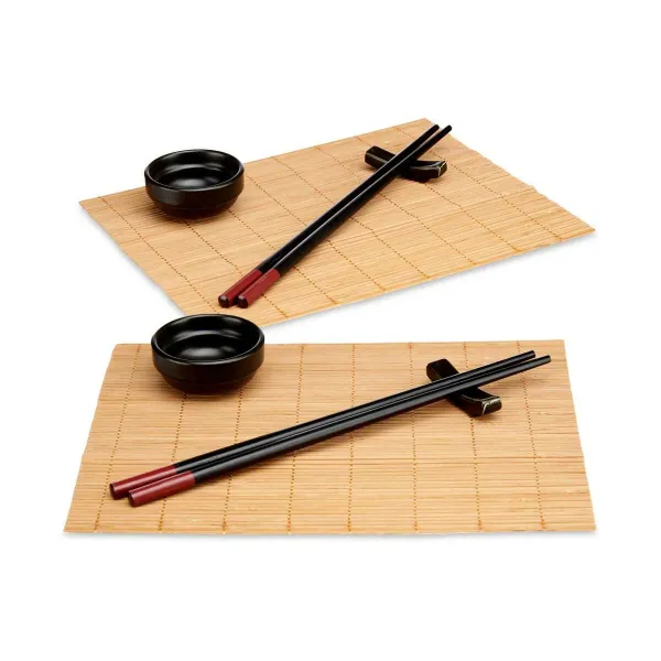 Sushisetti Kinvara Musta Luonnollinen Bambu Indai 16,5 x 3 x 30 cm (8 Kappaletta) (6 osaa)