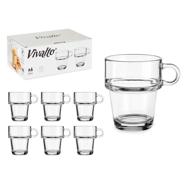 Чашка кофе и чай Vivalto Прозрачный Cтекло 270 ml (6 штук)