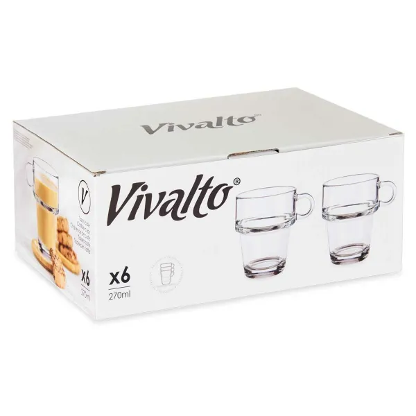 Чашка кофе и чай Vivalto Прозрачный Cтекло 270 ml (6 штук)