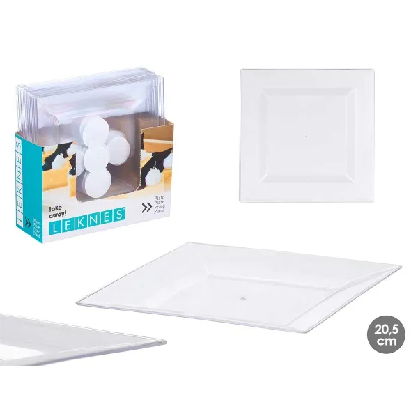 Plate set Leknes Transparent polystyrene Plastic 20,3 x 1,5 x 20,3 cm (24 Units)