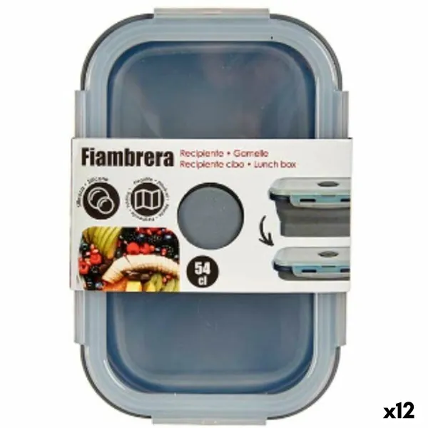 Lunch box Kinvara Grey Transparent ABS 540 ml (12 Units)