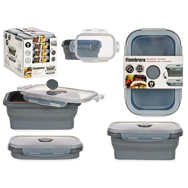 Lunch box Kinvara Grey Transparent ABS 540 ml (12 Units)