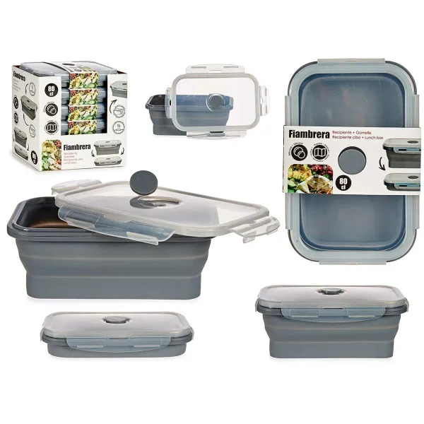 Lunch box Kinvara Grey Transparent ABS 800 ml (6 Units)