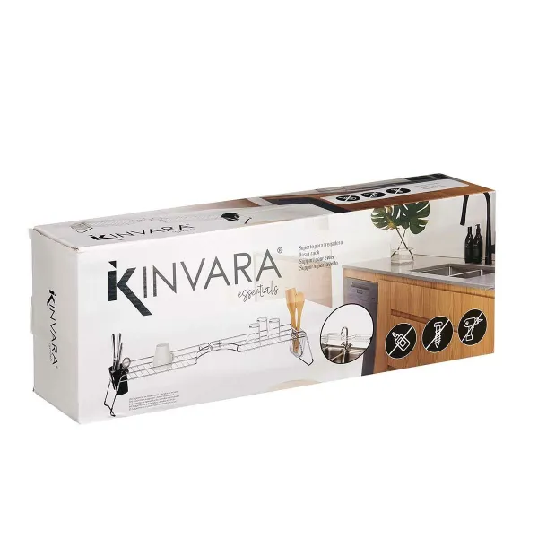 Laajennettava kuivausteline lavuaarille Kinvara Musta Hopeinen 44 x 11 x 16 cm (4 osaa)