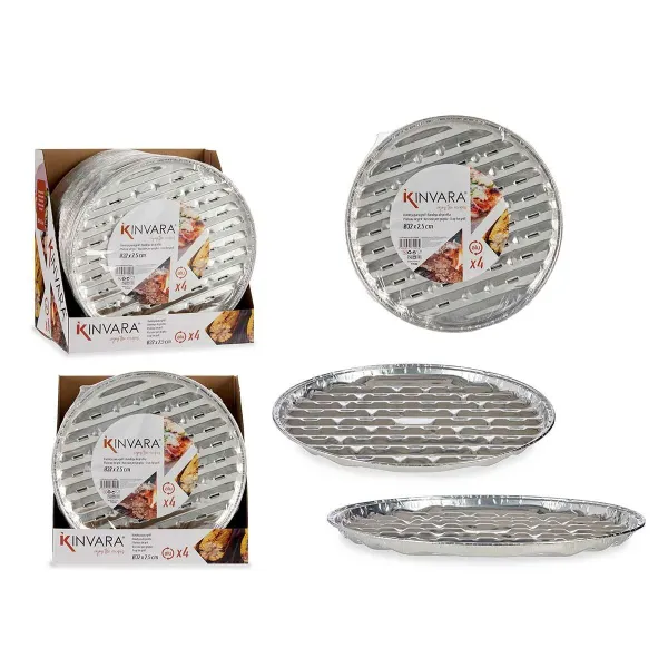 Pitsamuotti Kinvara Hopeinen Alumiini 32,5 x 32,5 x 1,7 cm Pizza 4 Kappaletta (12 osaa)