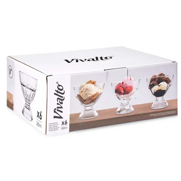 Ledai ir pieno kokteilis Vivalto Skaidrus stiklas 280 ml (6 vnt.)