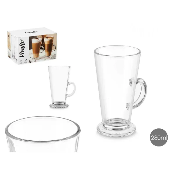 Kristāla Glāze Vivalto CAFE LATTE Caurspīdīgs Stikls 280 ml (6 gb.)