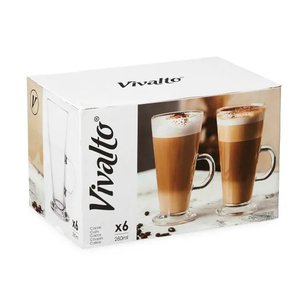 Kristāla Glāze Vivalto CAFE LATTE Caurspīdīgs Stikls 280 ml (6 gb.)
