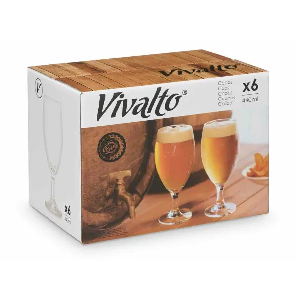 Стакан Vivalto Прозрачный Cтекло 440 ml Пива (6 штук)