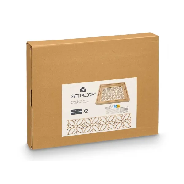 Paplāšu Komplekts Gift Decor Brūns Caurspīdīgs Koks Stikls Zieds 2 Daudzums
