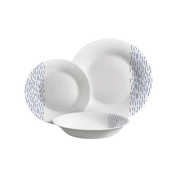 Tableware Vivalto Blue White Opaline glass Rain 18 Pieces (2 Units)