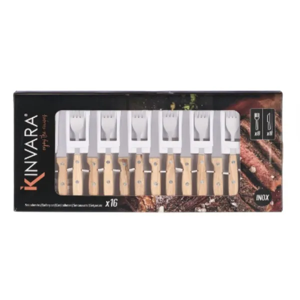 Galda piederumi Kinvara Brūns Sudrabains Koks Metāls 16 Daudzums (6 gb.)