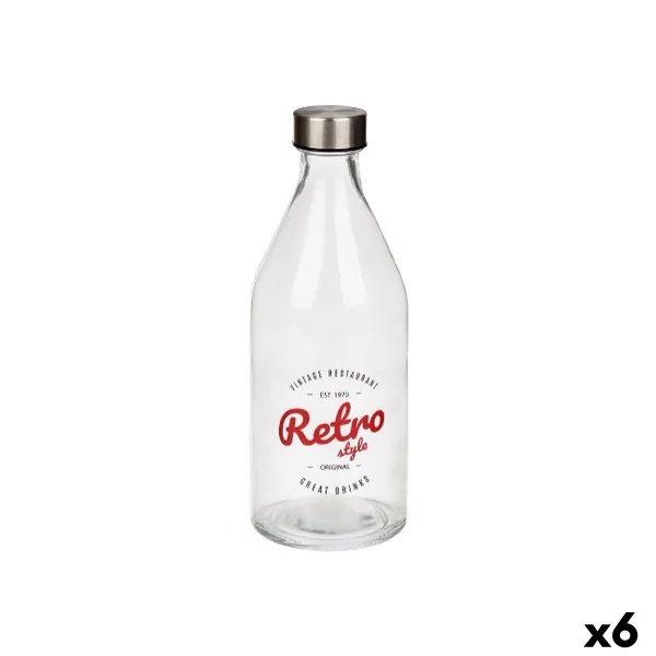 Stiklinis butelis Vivalto Retro Skaidrus Sidabras stiklas Plienas 1 L (6 vnt.)