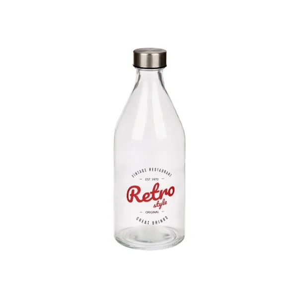 Glass Bottle Vivalto Retro Transparent Silver Glass Steel 1 L (6 Units)