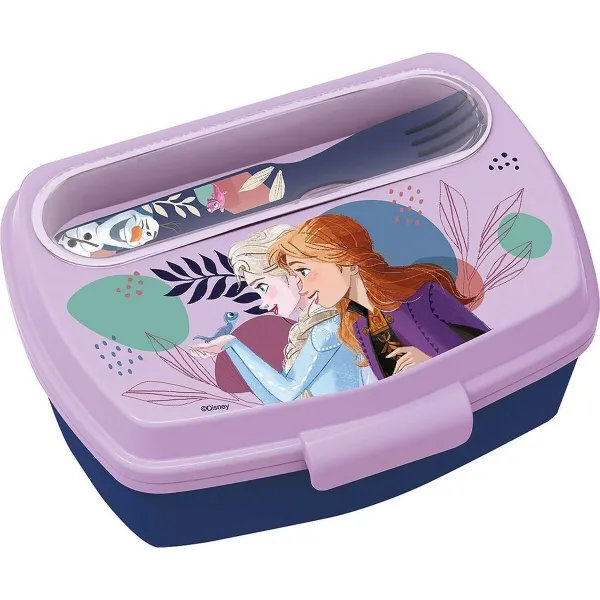 Pusdienu Kastīte ar Piederumiem Frozen CZ11271 Zils Plastmasa