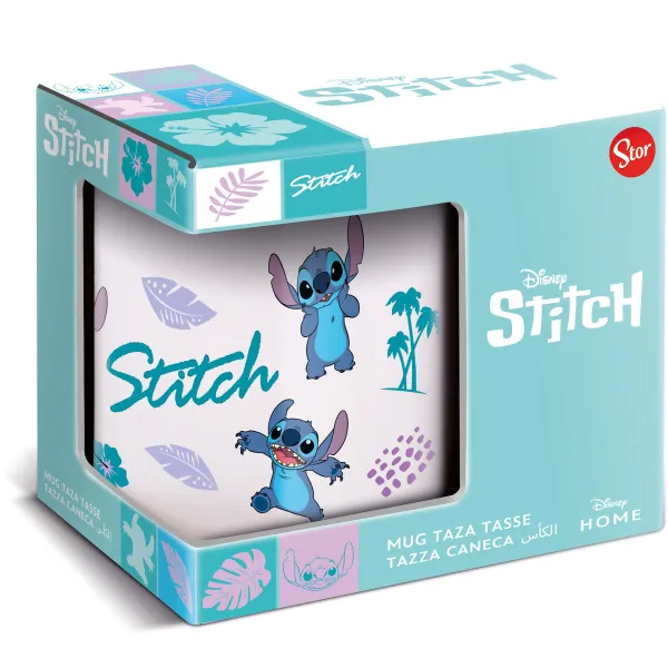 Puodelis Stitch Mėlyna Alyvinė Keramikinis 350 ml