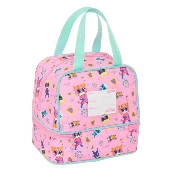 Pusdienu Kastīte SuperKitties Rozā Tirkīzs 20 x 20 x 15 cm