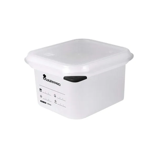 Ilmatiivis eväsrasia Masterpro Foodies polypropeeni Neliö 1 L 17,6 x 10,8 x 10 cm Valkoinen Läpinäkyvä