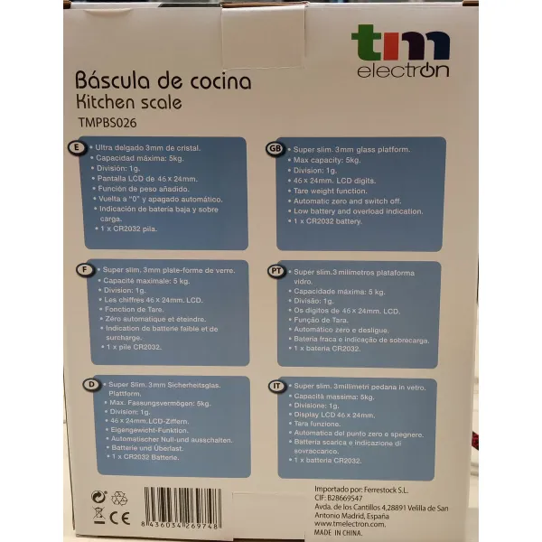 kitchen scale TM Electron Black 5 kg