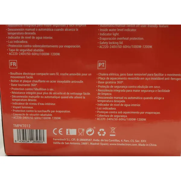 Tējkanna TM Electron Nerūsējošais tērauds 1000 W 1,2 L