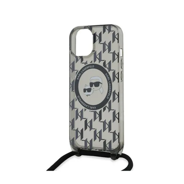 Karl Lagerfeld IML Crossbody Monogram Karl & Choupette Head MagSafe - Case for iPhone 15 / 14 / 13 (Black)