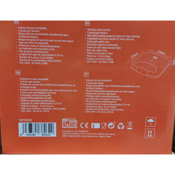 Sviestmaižu Aparāts TM Electron Tērauds 750 W Dubultā