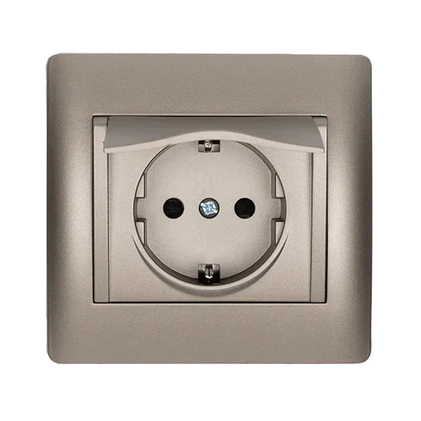 RHYME GERMAN TYPE SOCKET WITH COVER GREY METALLIC