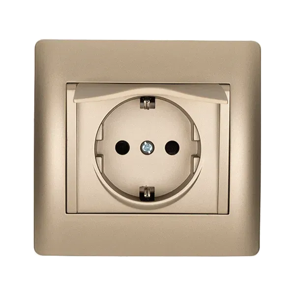 RHYME GERMAN TYPE SOCKET WITH COVER CHAMPAGNE METALLIC