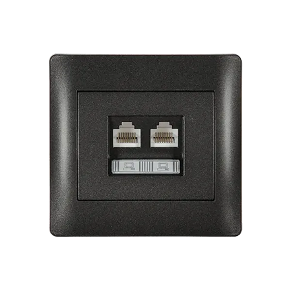 RHYME COMPUTER SOCKET (DOUBLE) GRAPHITE METALLIC