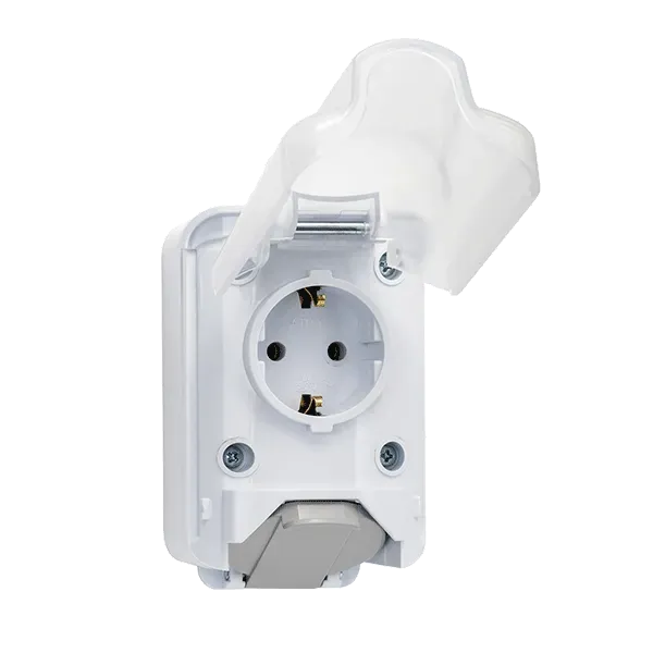 SOCKET+ SOCKET GERMAN TYPE 16A 250V WHITE, IP44