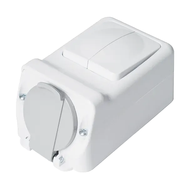 SOCKET+TWO BUTTON ONE WAY SWITCH 16А 250V, IP44